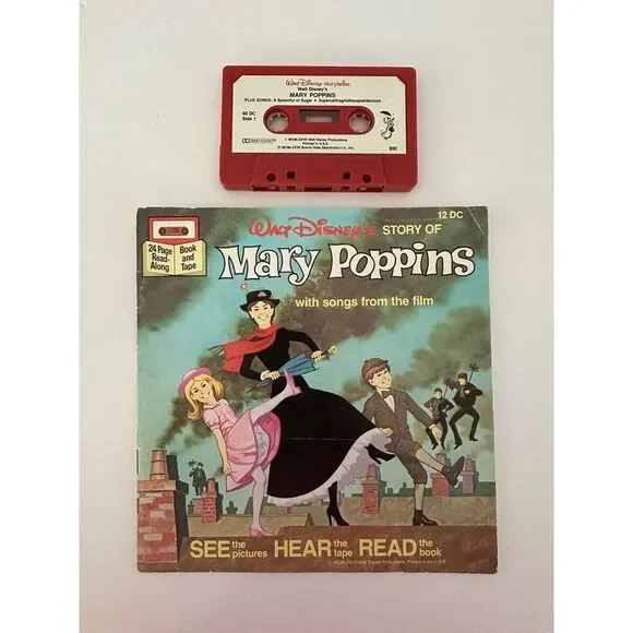Disney Lot X3 It's a Small World & Mary Poppin 1968Vinyl Record 7" 1977 Cassette